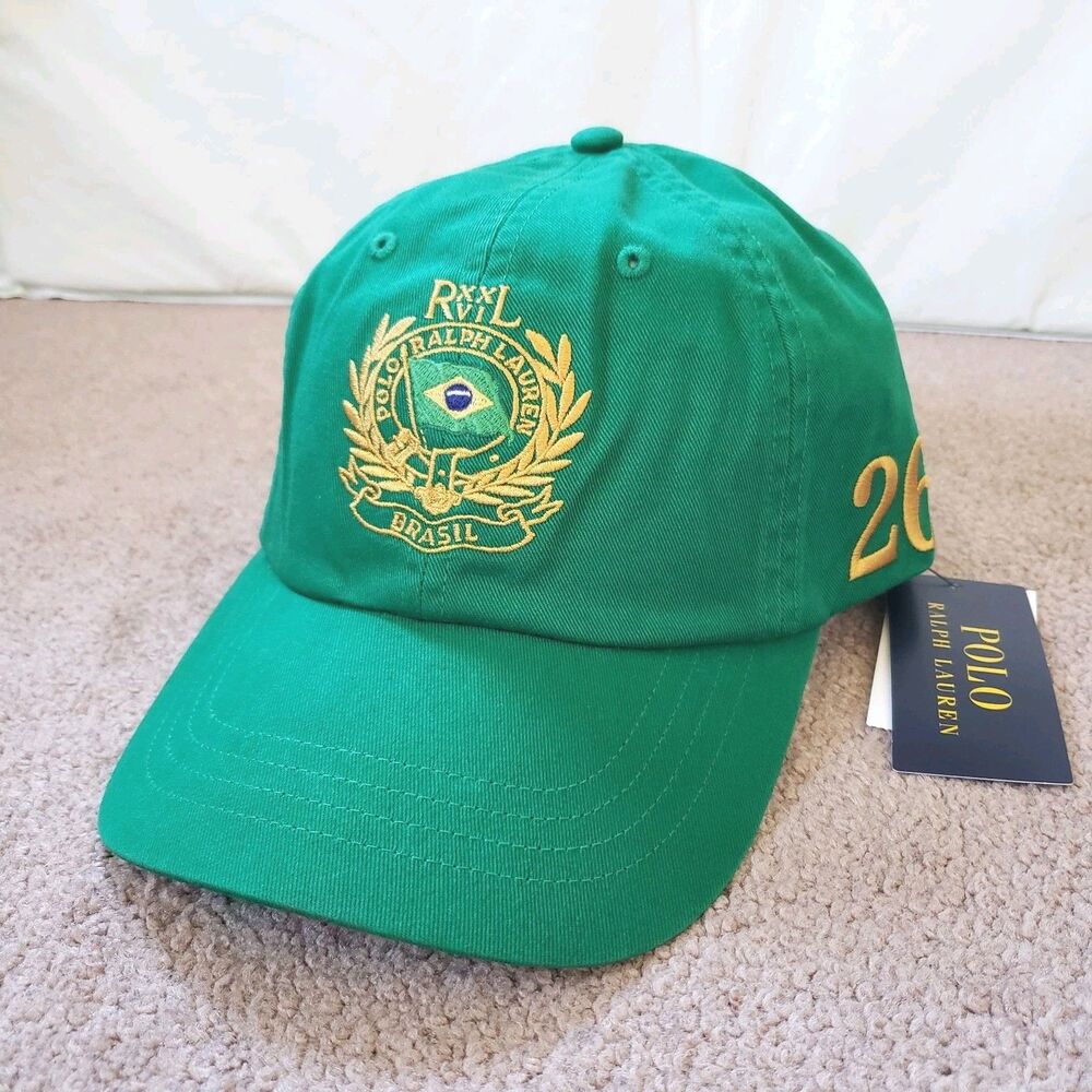 NWT Polo Ralph Lauren Brazil 2026 Soccer Adult Green Strapback Hat Cap Football